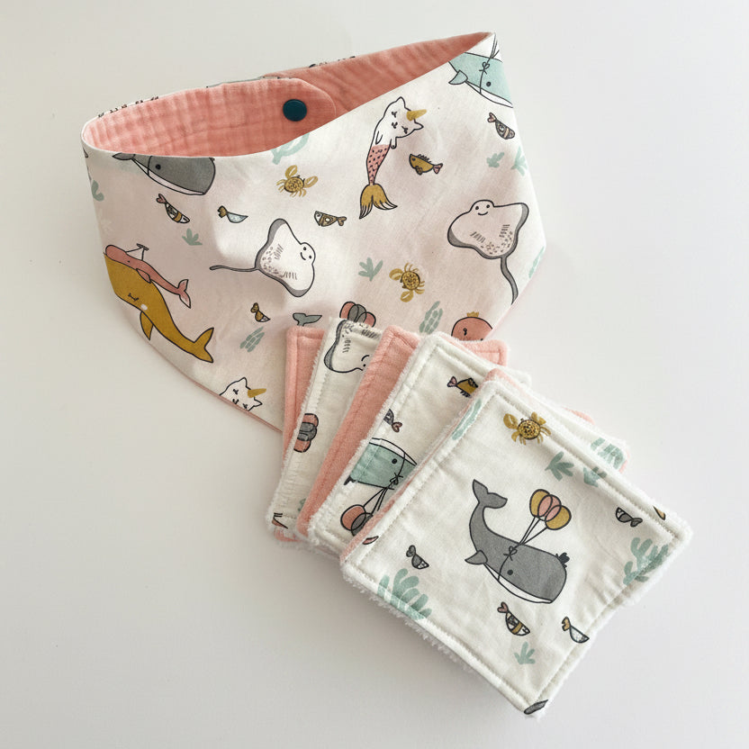 Bavoir foulard bébé doublure gaze de coton