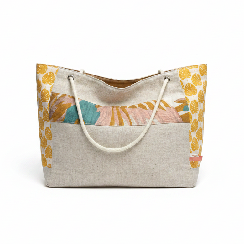 Sac cabas en lin et coton