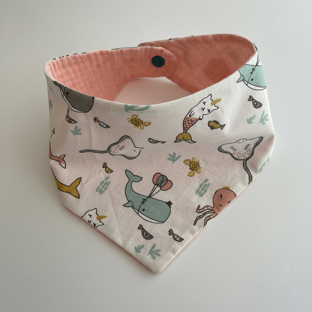 Bavoir foulard bébé doublure gaze de coton