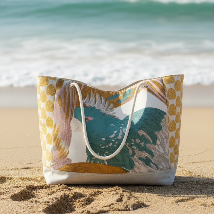 Sac cabas en lin et coton