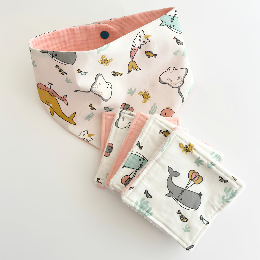 Bavoir foulard bébé doublure gaze de coton