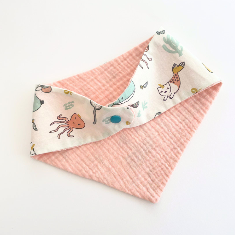 Bavoir foulard bébé doublure gaze de coton