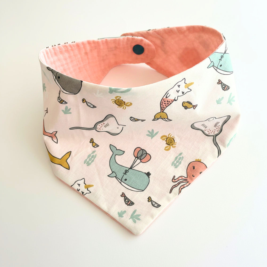 Bavoir foulard bébé doublure gaze de coton